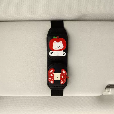Card and Document Organizer – Car Glasses Clip/Bill Clip - sun-visor-apple-sitting-dog-black-dual-purpose-glasses-clip