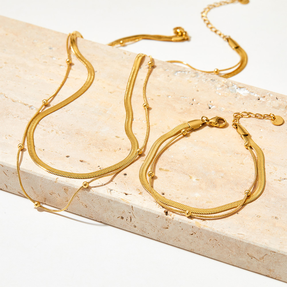Bracelets, Necklace Classification Handmade Chain Chain Type Necklace + Jewelry Quantity PVD Coated Real Gold Plated 16K Gold White Gold Plated Gold Plating Solid Color 304 Stainless Steel Titanium Steel Retro Waterproof Non Tarnish Bracelets Necklace