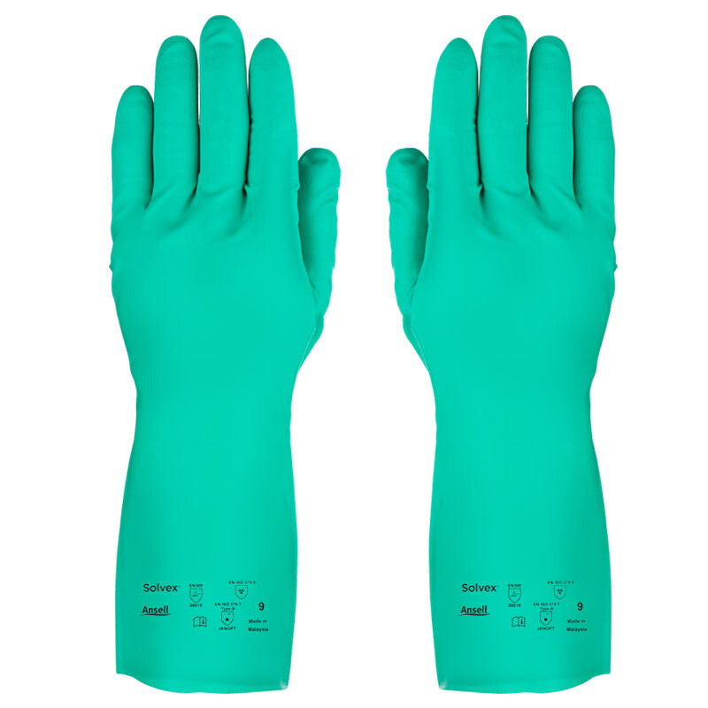 Ansel 37 - 873 Guantes de protección laboral resistentes a ácidos y álcalis, guantes industriales a prueba de aceite, guantes de nitrilo a prueba de químicos