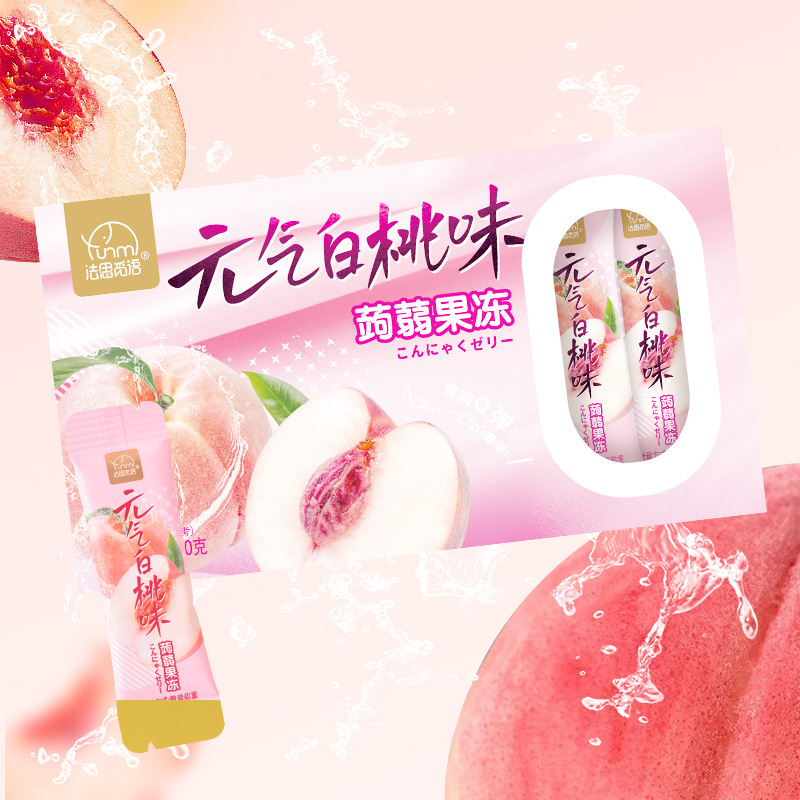 法思覓語蒟蒻果凍芒果白桃味果汁果凍布丁吸吸凍小零食批發360g