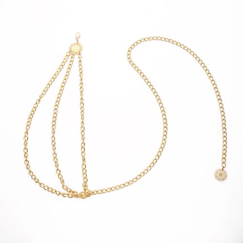 European and American Cross-border Accessory Fashion Retro Ethnic Body Chain Alloy Sunflower Disk Aluminum Chain Waist Chain for Women