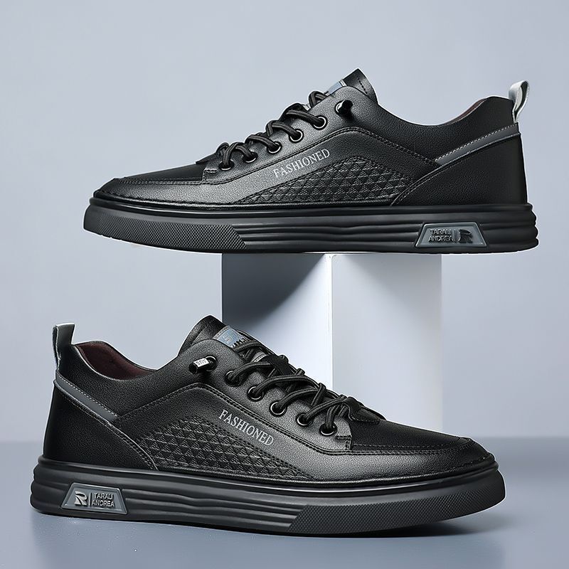 Men's Shoes Spring New Style Versatile White Shoes Men's Casual Sneakers Breathable Slip-On Lazy Waterproof Leather Shoes Cotton