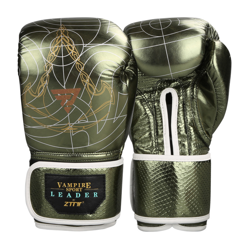 ZTTY guantes de boxeo de cuero brillante Correa Sanda lucha adulto masculino y femenino entrenamiento profesional guantes de boxeo tailandés fábrica al por mayor