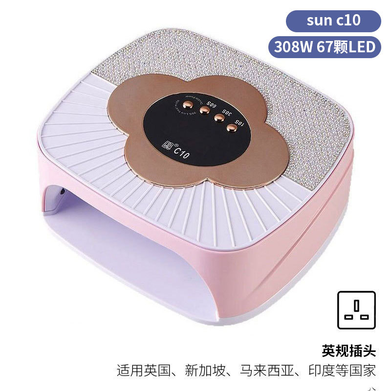 Lámpara de manicura inteligente de alta gama de luz de terapia de diamante 256W de alta potencia de pegamento de vinilo lámpara de horneado de dos manos secador de uñas transfronterizas