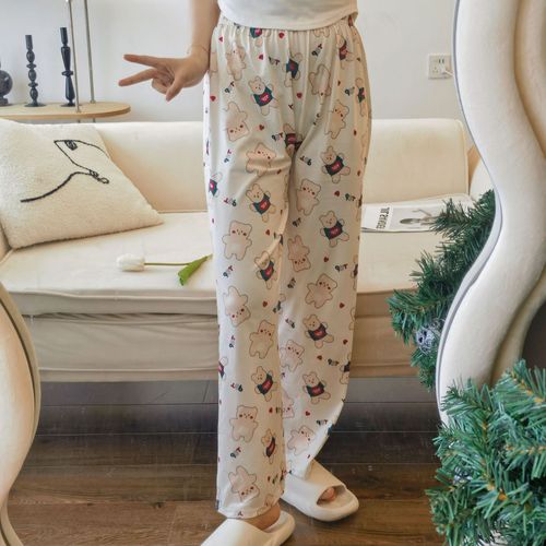 Walking pants cartoon bear pajamas women's loose spring and autumn new home casual summer air-conditioned trousers can be worn outside the pants