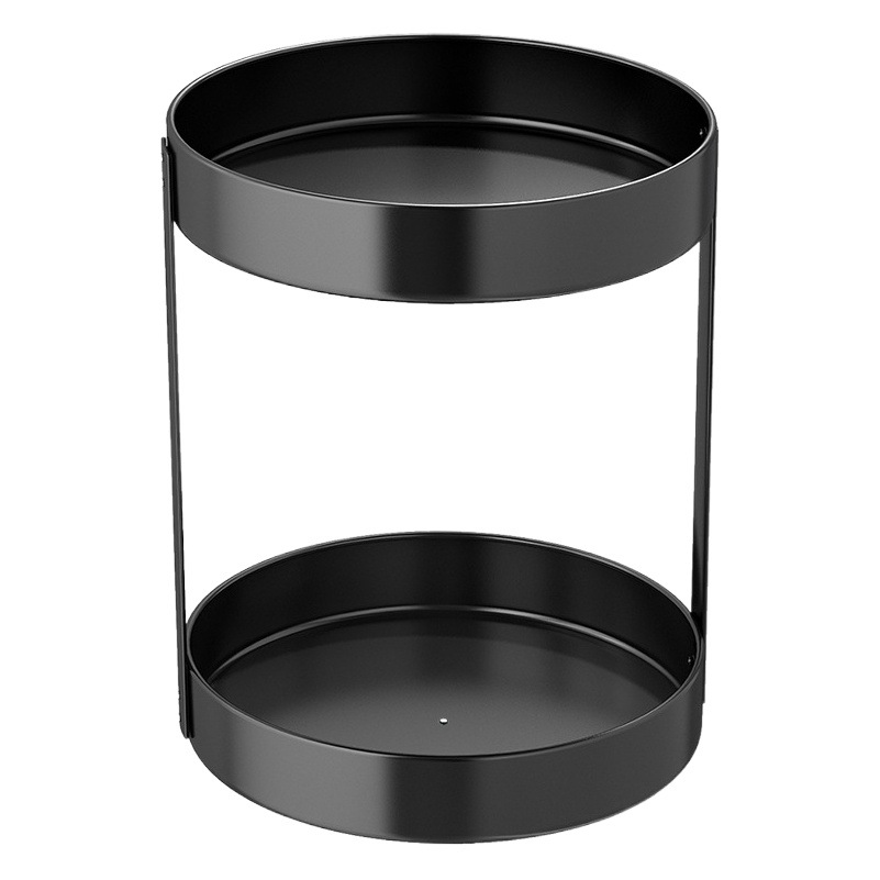 Cocina giratoria condimento estante encimera de tres capas multi-funcional almacenamiento rack gabinete multi-capa de almacenamiento rack esquina redondo negro