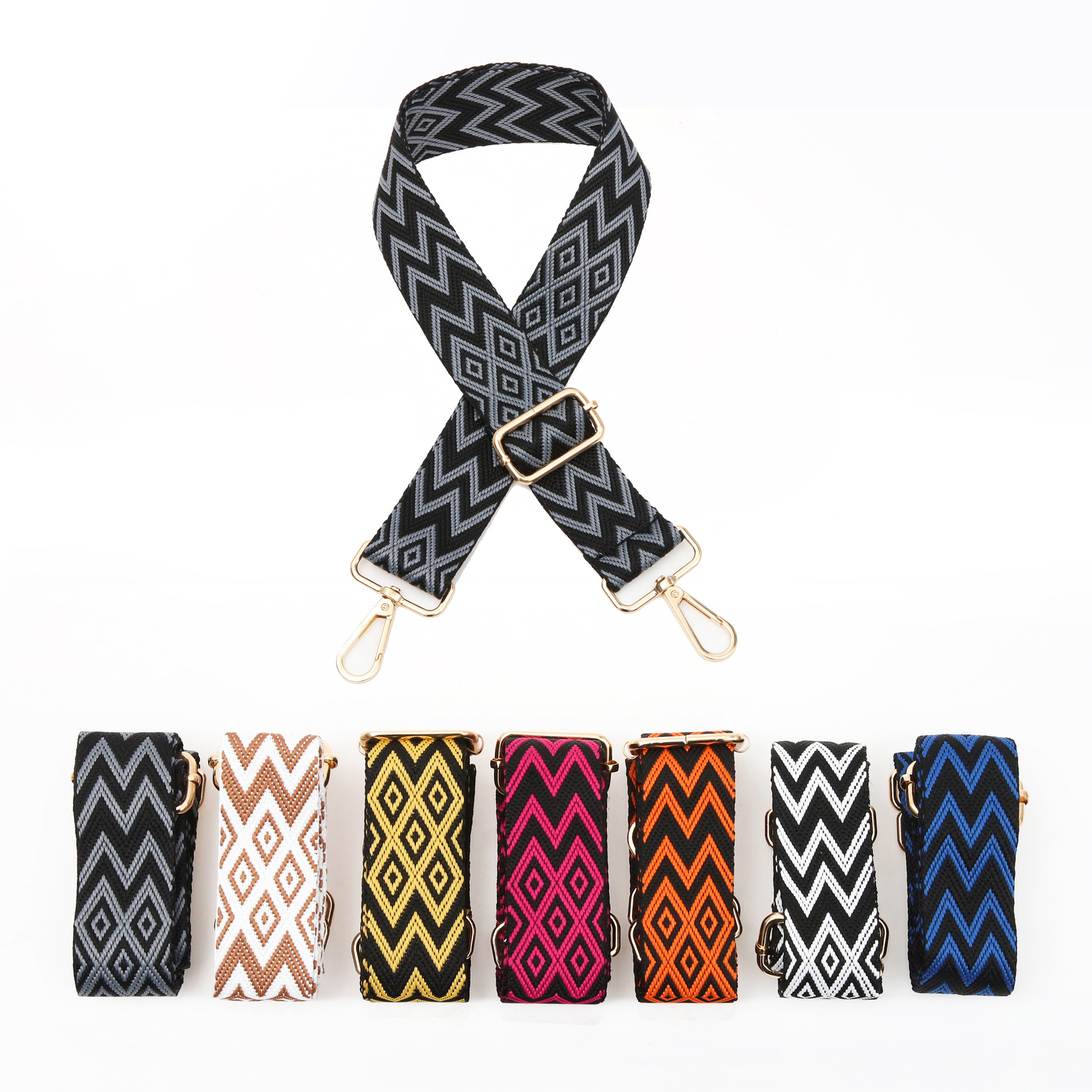 Straps, adjustable bag accessory, bag strap, with embroidery, 38mm