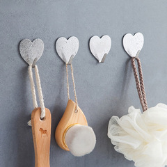 Manufacturer Direct Sale 304 Stainless Steel Heart-Shaped Hook Adhesive Hat Hook Hardware Pendant No-Drill Hole Invisible Door Back Sticky Hook
