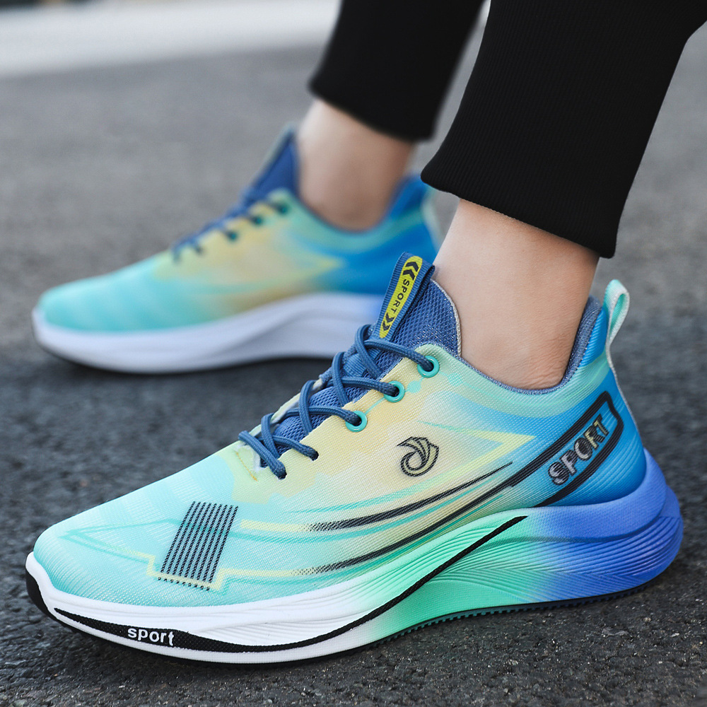 Zapatos de hombre comercio exterior al por mayor color a juego moda tendencia zapatos para correr Zefei tejido transpirable suela gruesa zapatos deportivos ligeros y cómodos para hombres