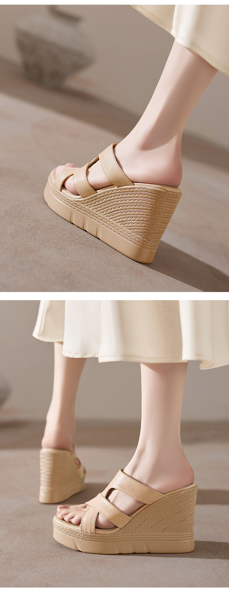 Sandal cao gót nữ hở mũi đế xuồng 10 cm — đen chi tiết 8
