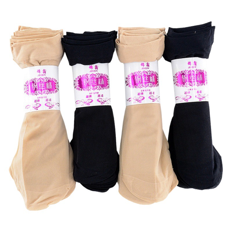 Calcetines de alambre de acero antideslizantes reforzados resistentes al desgaste de pimienta de seda fina de verano de fábrica para mujer al por mayor