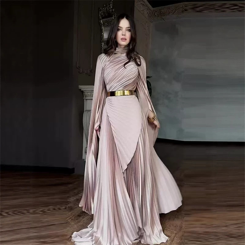 2025 Summer Cross-Border European and American New Foreign Trade Long Shawl Slit Elegant Dress Skirt Belt Dress