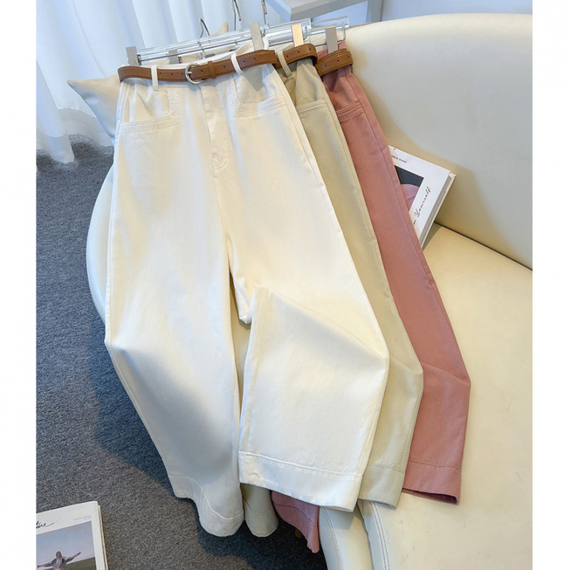 White Jeans Straight Women's Summer 2024 New Explosions Small Narrow Nine-point Thin Wide-leg Pants