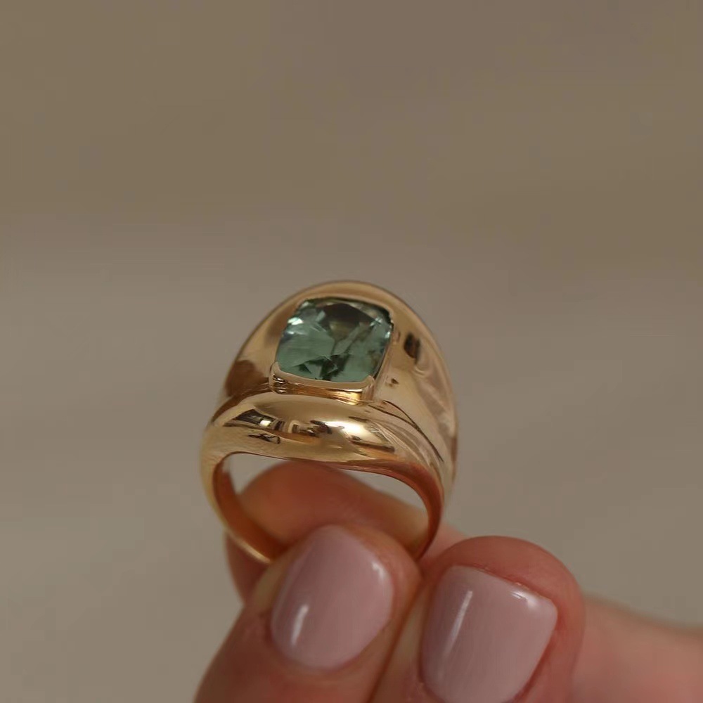 Basic Square Copper Inlay Zircon Rings display picture 4