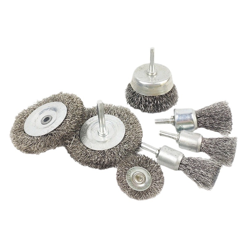 Cepillo de alambre de acero inoxidable taladro de mano cabeza de cepillo cabeza de molienda 6 varilla pulido rueda cepillo de limpieza industrial mini cepillo de alambre