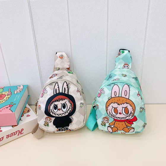 Cross-Border New Labubu Kidsren's Chest Bag Cute Printed Portable Shoulder Bag for Boys and Girls, Fashionable and Versatile Crossbody Bag