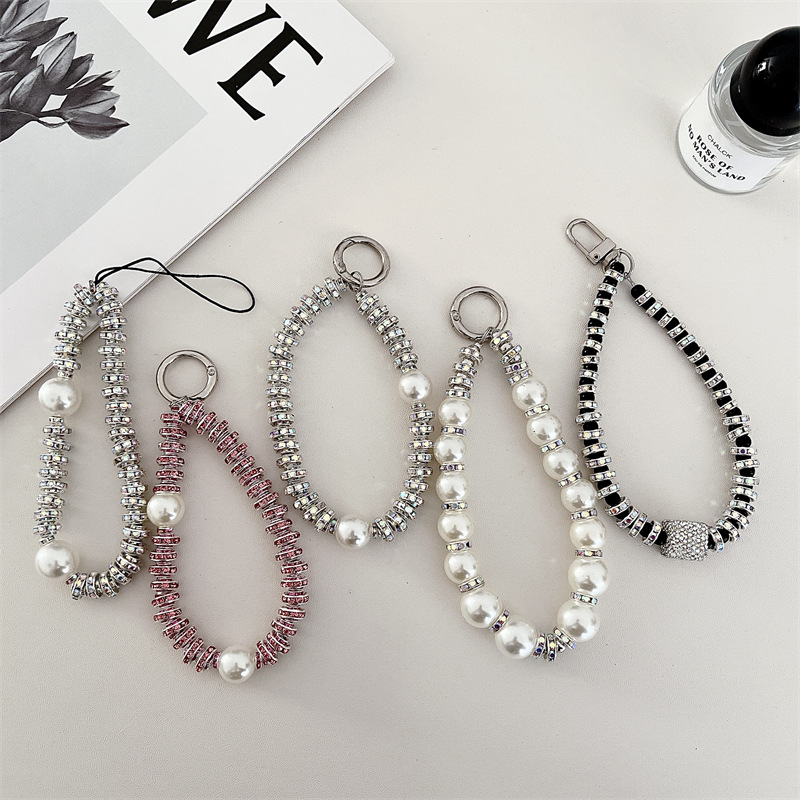 Cross-border hot sale high-end light luxury style diamond-embedded shiny mobile phone chain phone case pendant diamond ring mobile phone lanyard