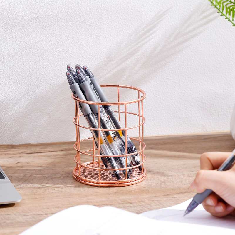 INS simple titular de la pluma multifuncional caja de almacenamiento de escritorio del estudiante de almacenamiento de metal rack organizador creativo contenedor al por mayor