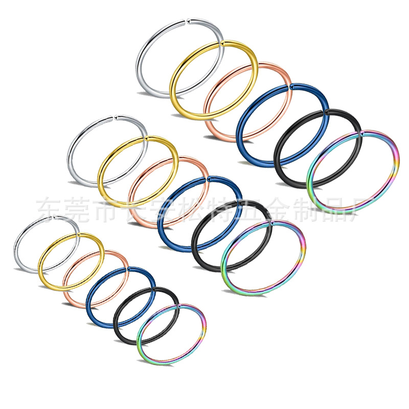 Anillo de nariz falsa de círculo sin agujeros transfronterizos europeo y americano joyería de perforación del cuerpo anillo de Nariz de acero inoxidable anillo de labio