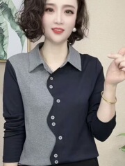 2025新款妈妈春季洋气打底衫女修身百搭欧货长袖恤卫衣内搭上衣