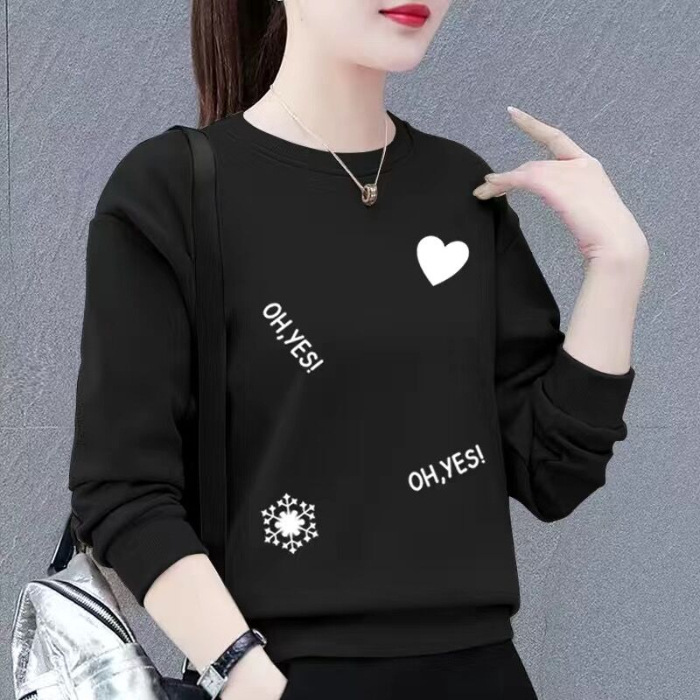 Estilo coreano suéter de las mujeres ropa de mujer 2023 nueva suelta impresa mamá desgaste adelgazamiento cuello redondo manga larga superior para las mujeres image 15