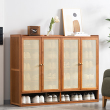 防尘简约藤编防尘鞋柜收纳鞋架家用门口玄关柜小户型大容量一体柜