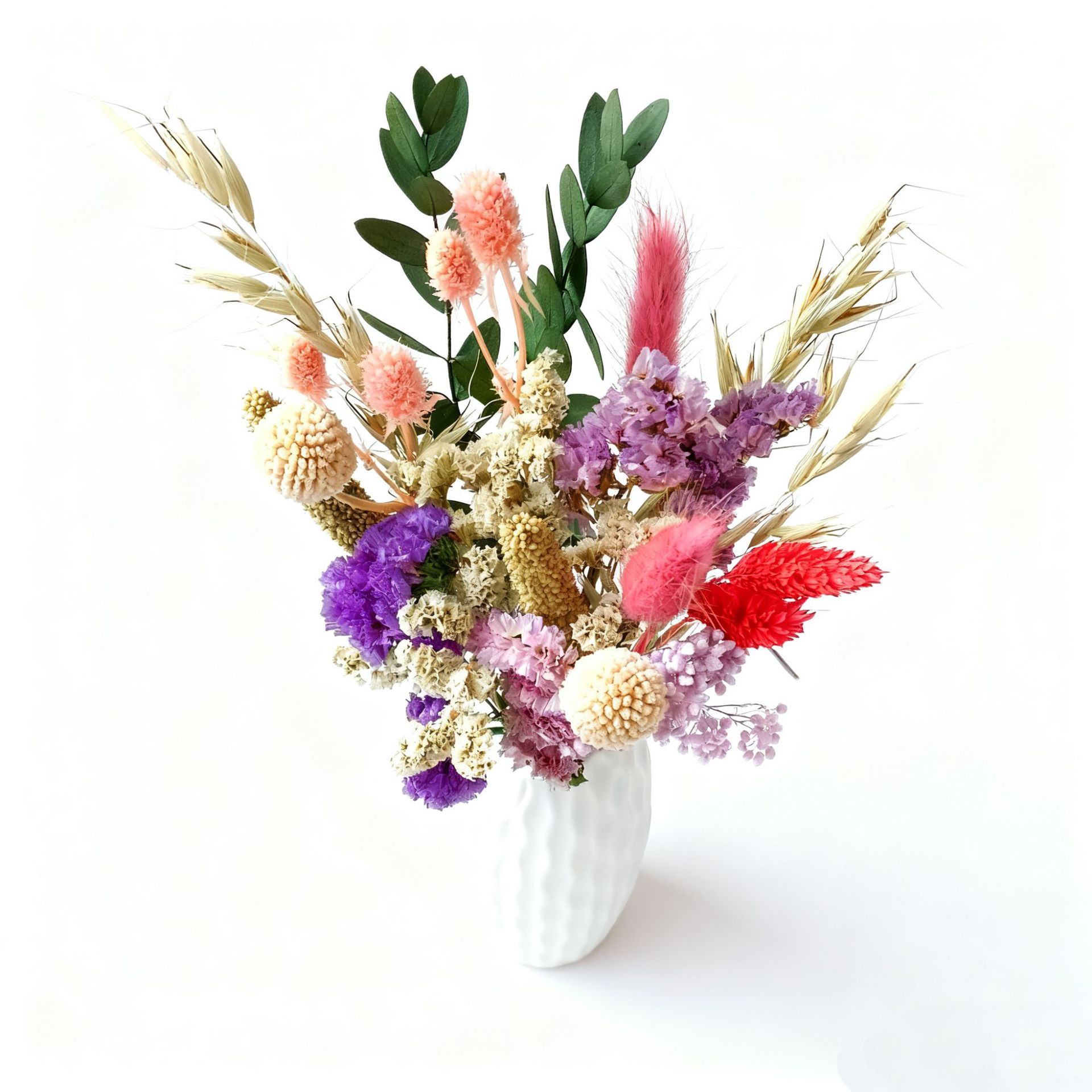 Bouquet de gypsophile séchée de 25 cm, grand format, inspiré des célébrités d'Internet, avec de vraies fleurs et une rose « Ne me perdez pas »._voghion.com