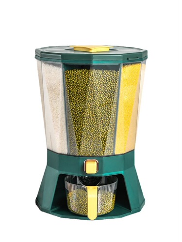 Household moisture-proof and pest-proof plastic rice storage bucket kitchen divided rotating rice bucket five-grain miscellaneous food pressing airtight bucket 10KG