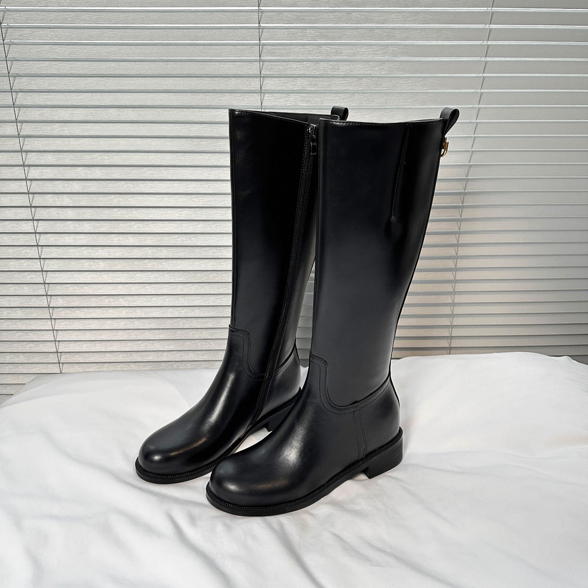 Botas Altas de Caballero para Mujer de 7cm de Superfibra, Tacón Grueso, Térmico, para Otoño e Invierno