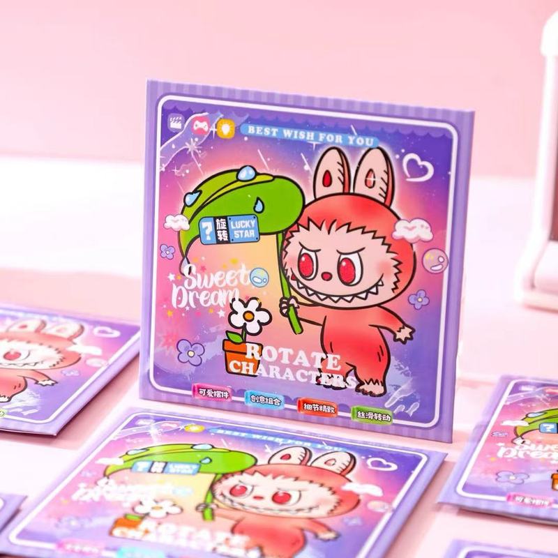 新しいラブブ回転スタンドクリエイティブかわいいブラインドボックスLABUBUアクリルデスクトップ装飾品子供のギフト|undefined