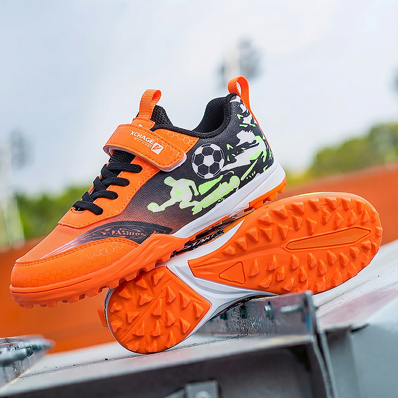 Velcro football shoes for children, elementary school students, boys and girls, TF short studs, suitable for school physical fitness tests and competitions
