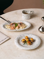 BB4C wholesale Moryu ink-wash oval plate coffee breakfast plate irregular mugs coffee western meal