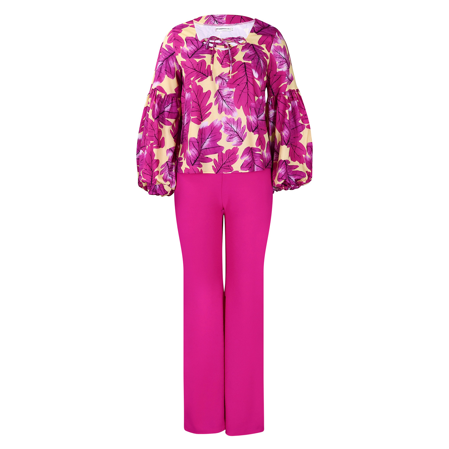 Women's Clothing D3289 women's clothing 2024 new OL fashion printed long sleeved tops wide leg pants two piece suit_voghion.com