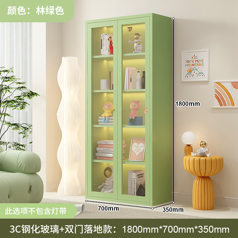 スチール製本棚収納キャビネットリビングルーム収納キャビネット家庭用ディスプレイキャビネットガラス扉防塵本棚シンプルモダンアイアンアート