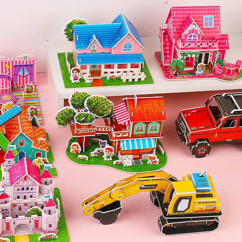 卡通3D立体拼图儿童早教DIY拼图益智玩具爆款地摊热卖小礼品礼物