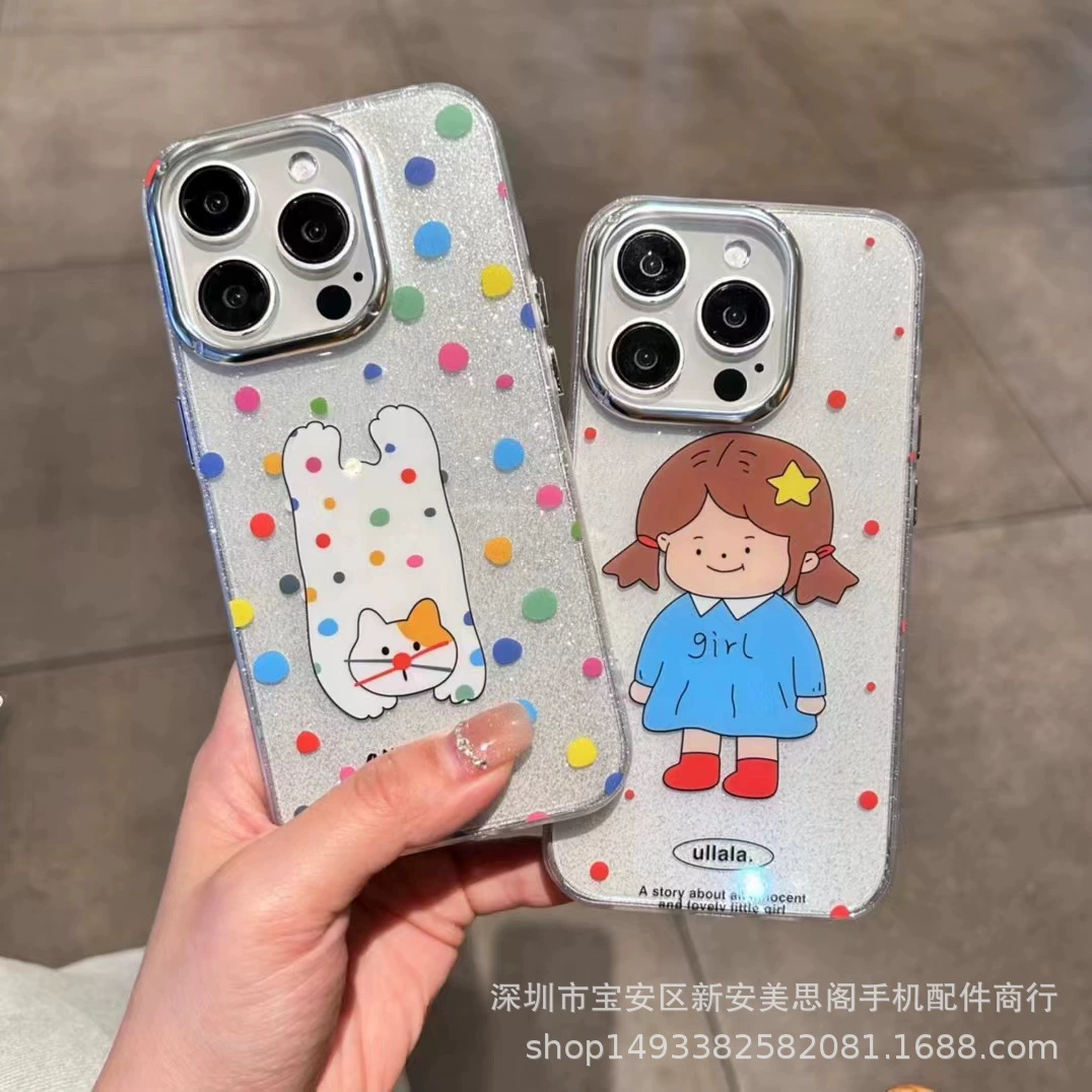 S Flash Порошок подходит для Apple 15promax чехол для телефона Apple 14 мультфильм прозрачный силиконовый чехол Pura70