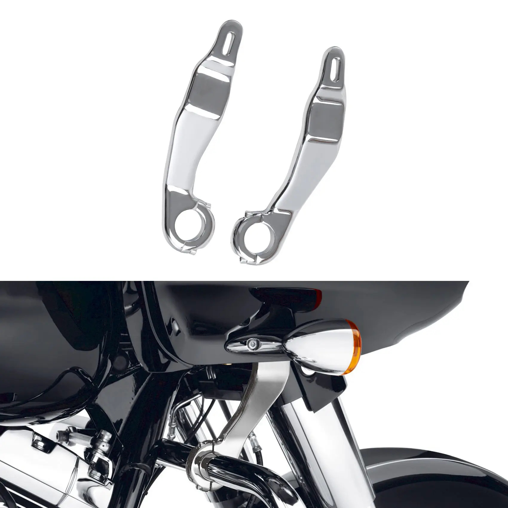 Applicable to Harley Highway Gliding Double Lights Gliding CVO Front Bars Hood Connecting Bracket Hood Bracket