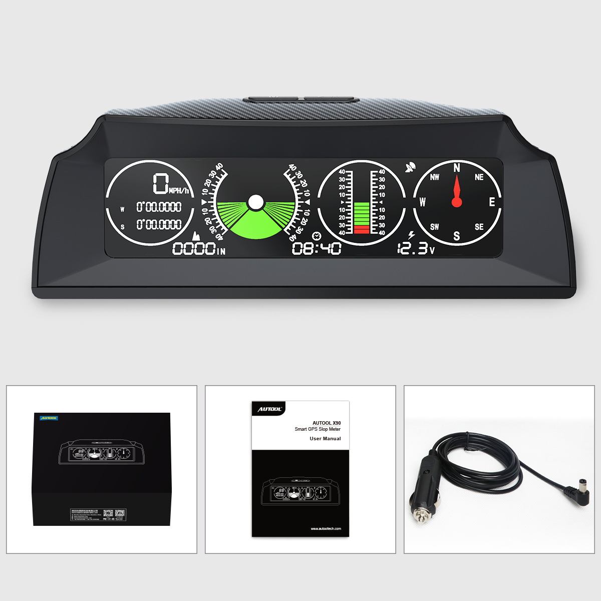 AUTOOL X90 GPS HUD inclinómetro de automóviles Head-Up Display Head-Up Proyector digital Head-Up