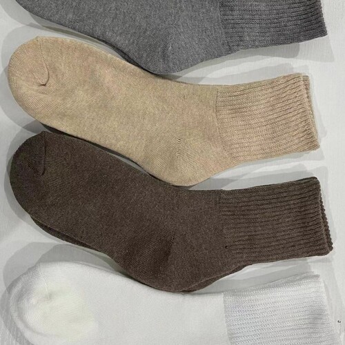 Wool Knit Women's Mid-Calf Socks Winter Thick Marled Ribbed Fleece Lined Snow Socks Warm Cashmere Short Socks