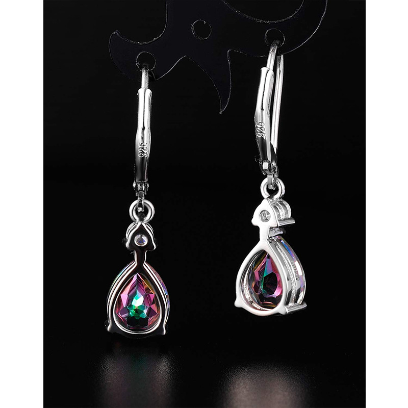 TEMU Europa y los Estados Unidos transfronterizos 925 plata esterlina pendientes de zircón coloridos para mujeres otoño y invierno lujosos pendientes de alta sensación