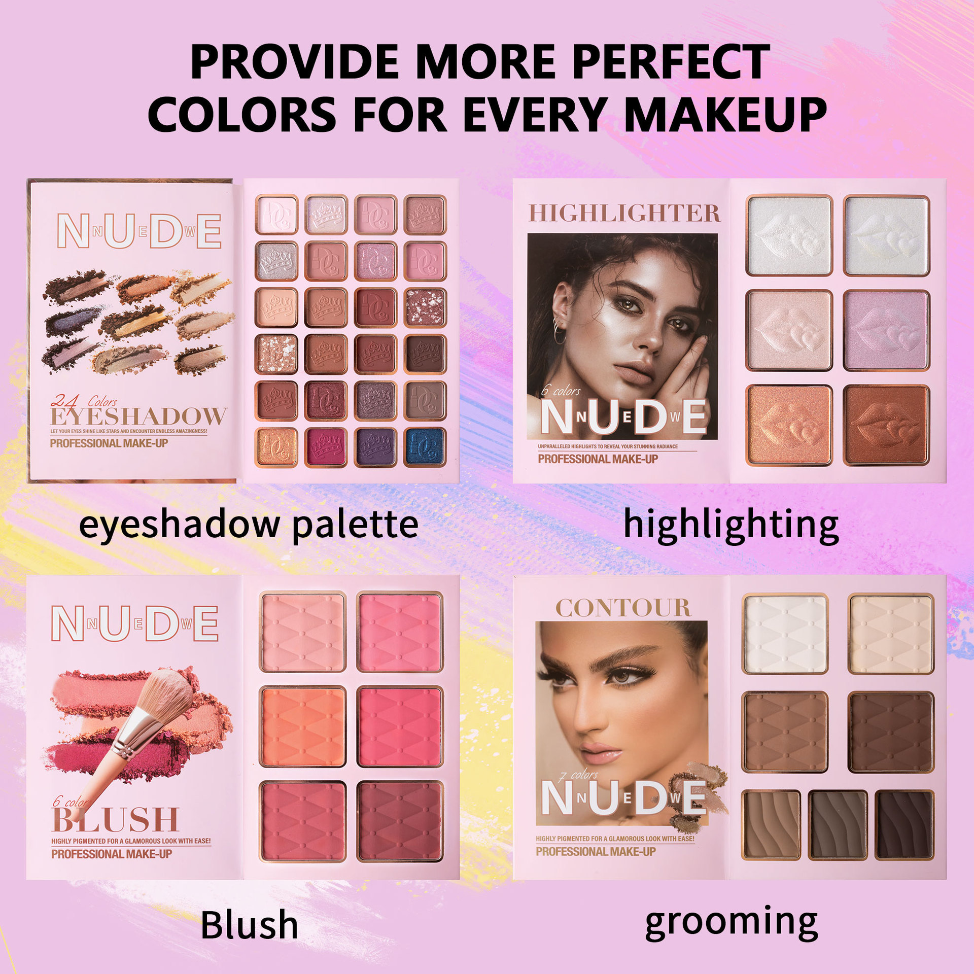 Cross-border bestseller 43-color makeup palette, four-layer flip book eyeshadow palette, matte pearlescent blush, contour and highlight in one piece undefined