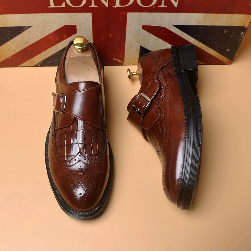 Весенние и осенние новые кожаные туфли с заостренной кожей мужские Брок Британские резные деловые повседневные корейские дышащие внутренние туфли