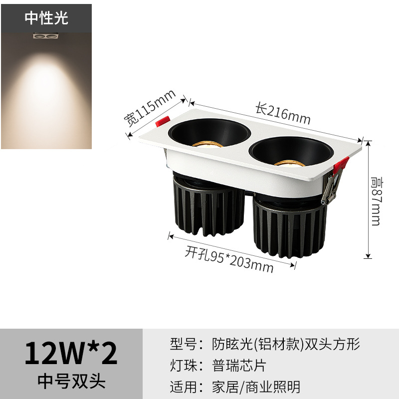 24w neutral light [opening 95*203mm] double head [optional white shell/black shell]