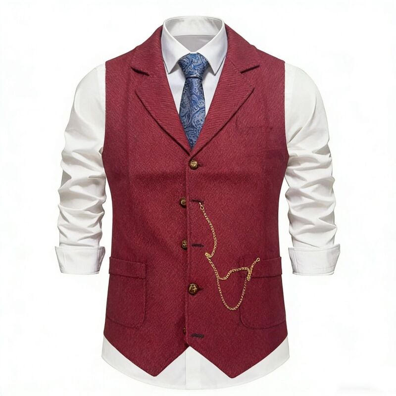 Japanese Retro Twill Tweed Lapel Single-Breasted Casual Vest for Young and Middle-Aged Men, Large Size British Gentleman Vest Japanese Retro Twill Tweed Lapel Single-Breasted Casual Vest for Young and Middle-Aged Men, Large Size British Gentleman Vest