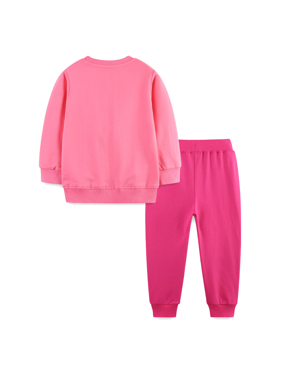 Venta directa de fábrica traje para niñas dibujos animados unicornio bordado parche cuello redondo suéter para niños moda niñas pantalones deportivos