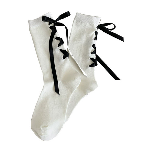 Heel strap bow socks for women Japanese style Lolita spring and autumn sweet girls jk uniform niche mid-calf stockings