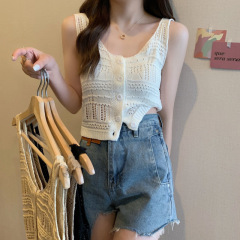 Knitted camisole women's inner wear 2024 new summer design sense outer wear beautiful back bottoming top