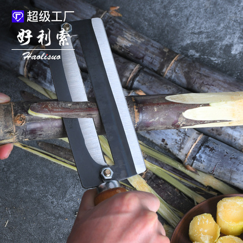 Yangjiang wholesale high carbon steel sugar cane knife large sharp pineapple knife thickened peeler wooden handle sugar cane peeling knife