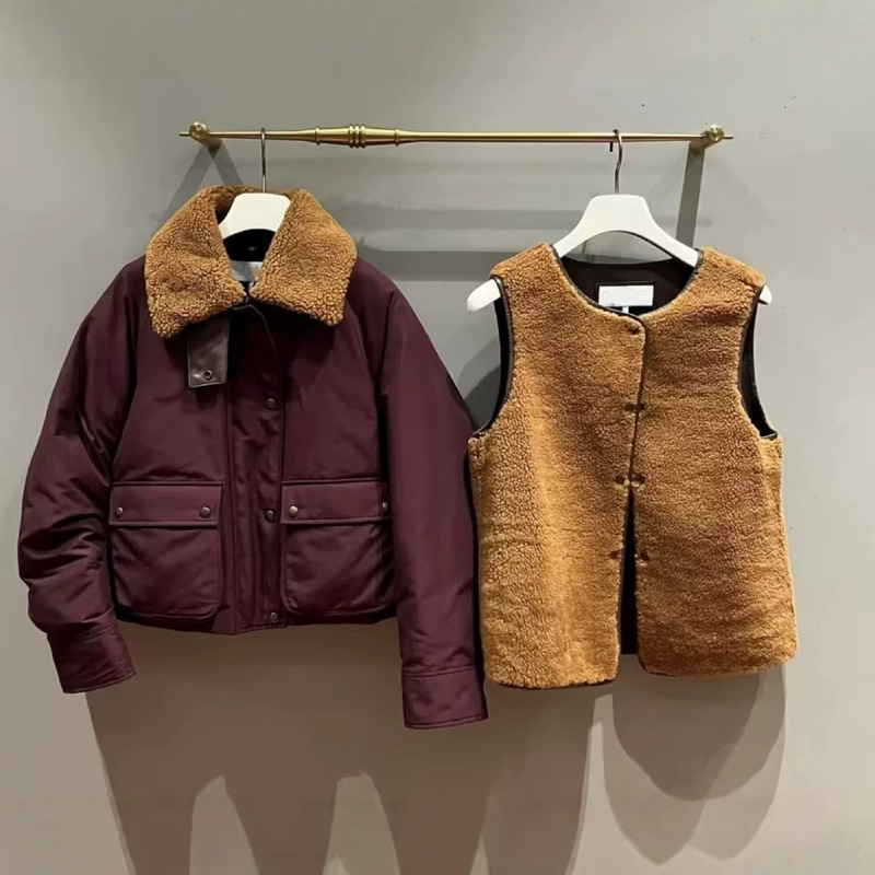 Correct version of the original label, in stock, L brand 26S detachable two-piece set, teddy fleece wool vest down jacket coat