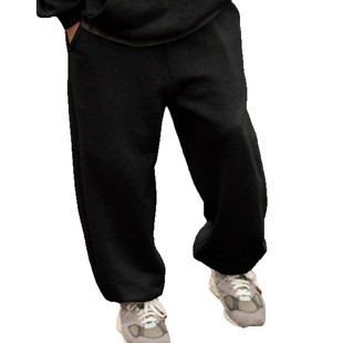 In-Stock 2024 European and American Cross-Border Autumn and Winter New Fleece-Lined Fashion Sweatpants Casual Loose Long Pants